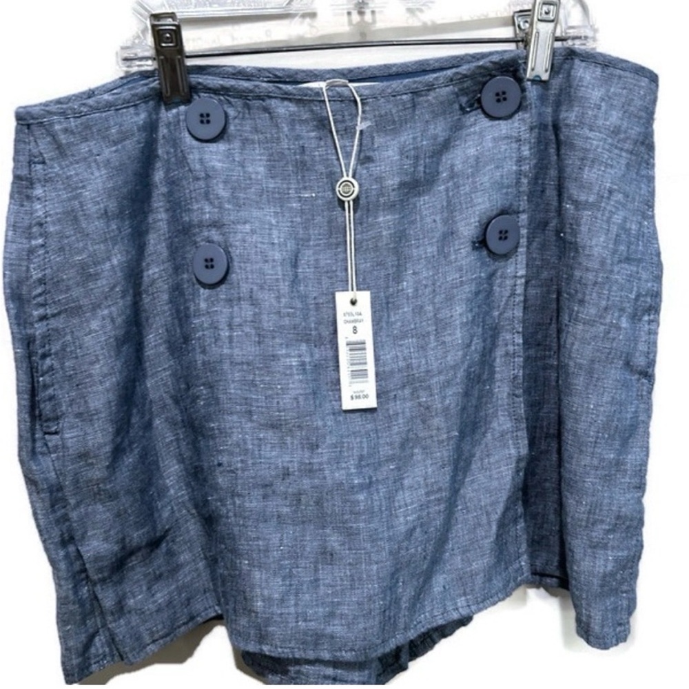 Max Studio Chambray Blue Button Skort